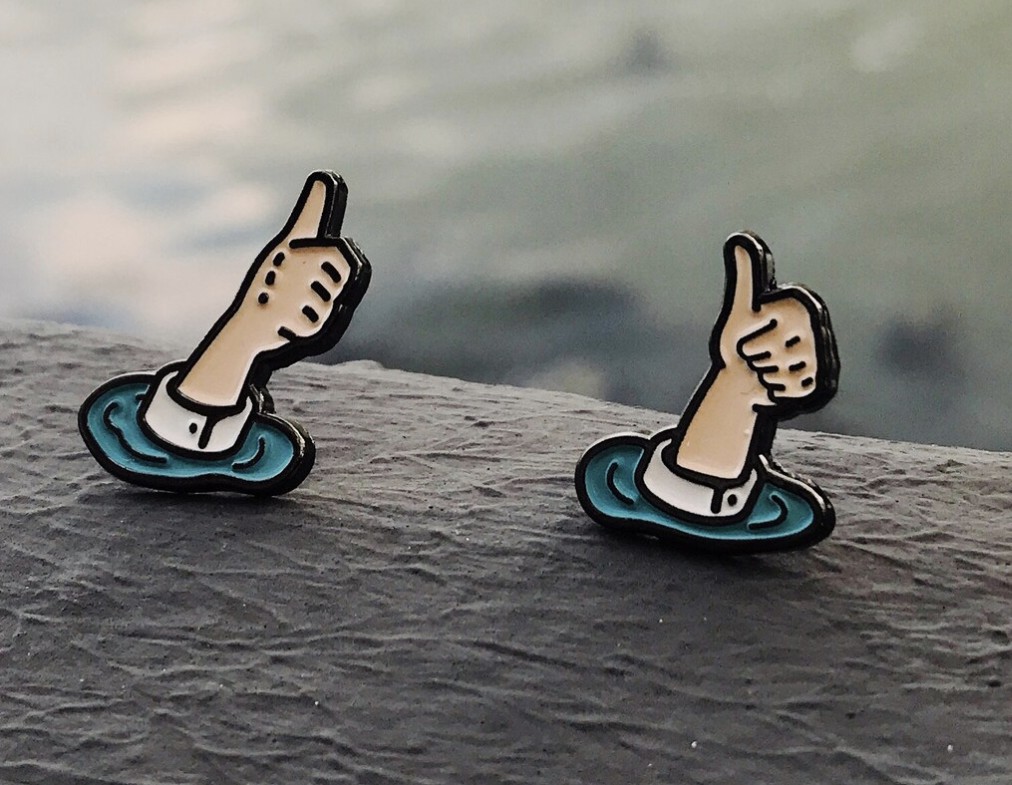 Thumbs Up Drowning Pins
