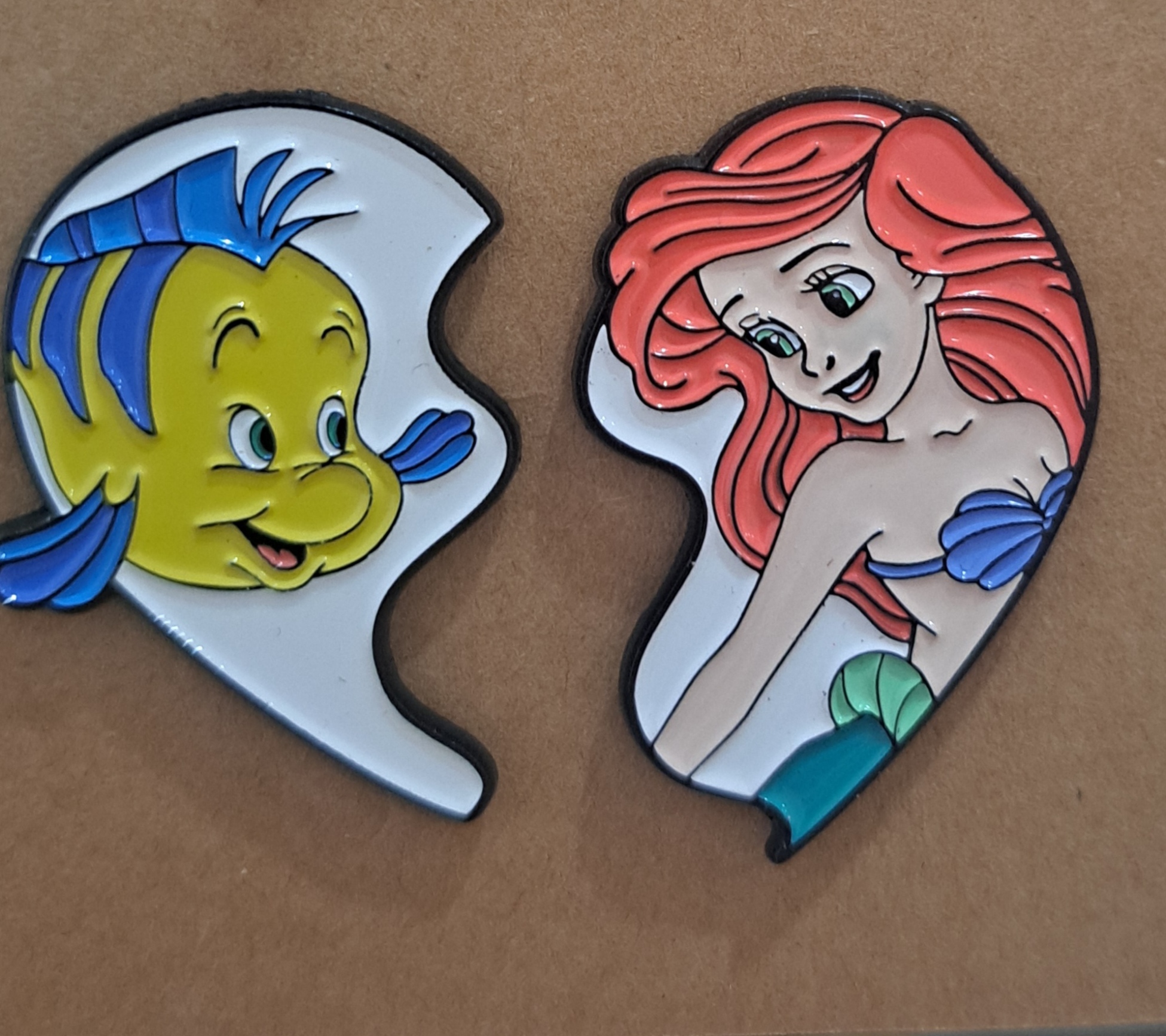 Ariel and Flounder Pin Badge Set