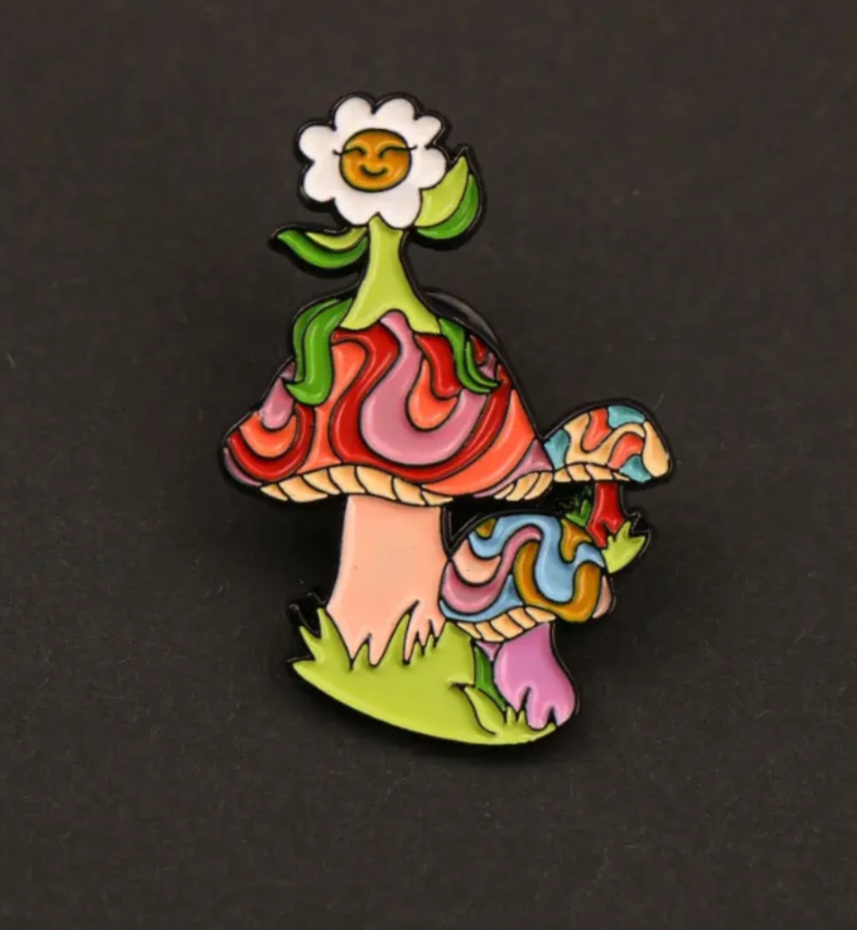Psychedelic Mushroom Flower Pin