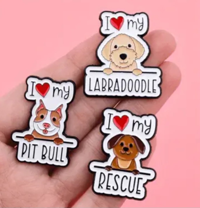 I Love My... Dog Pin Badges
