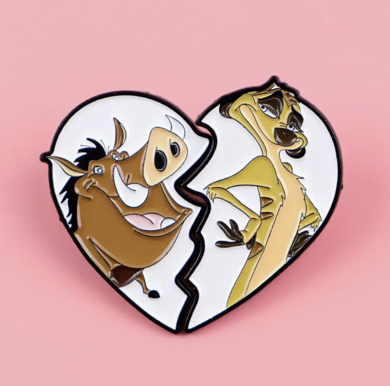 Timon and Pumbaa Broken Heart Enamel Pin