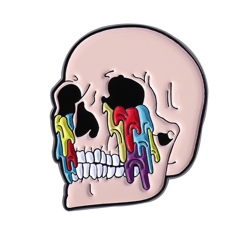 Colourful Melting Skull Pin