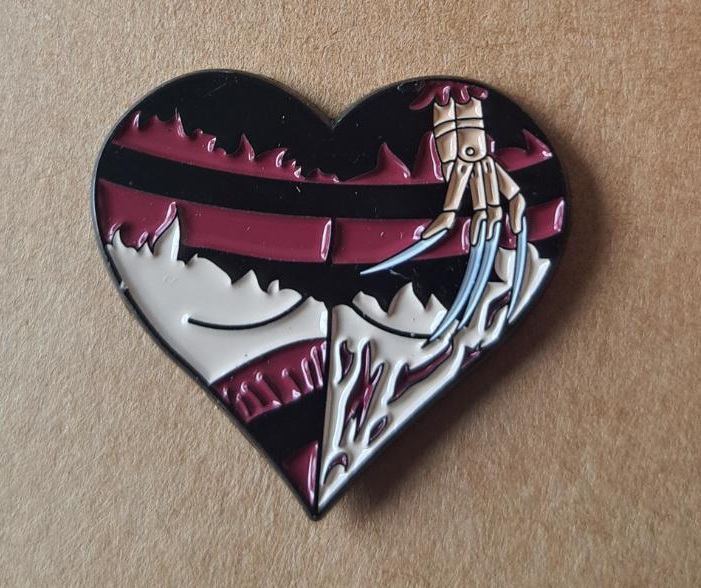 Freddy Kruger Horror Heart Pin