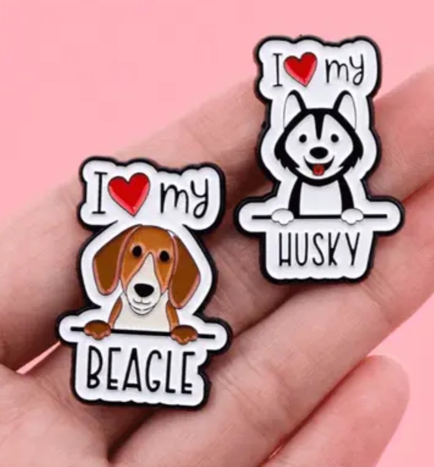 I Love My... Dog Pin Badges