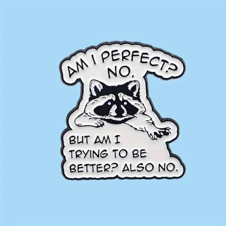 Am I Perfect Racoon Pin