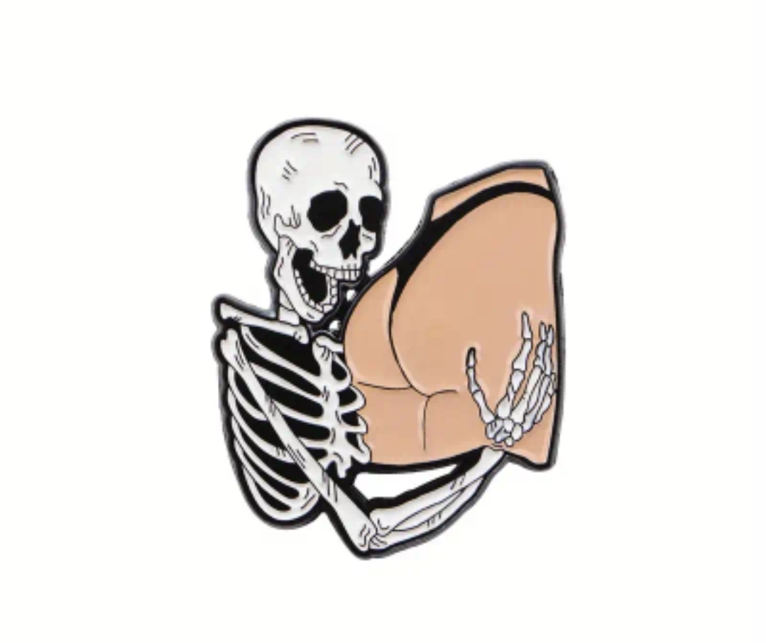 Skeleton Eat Ass Pin