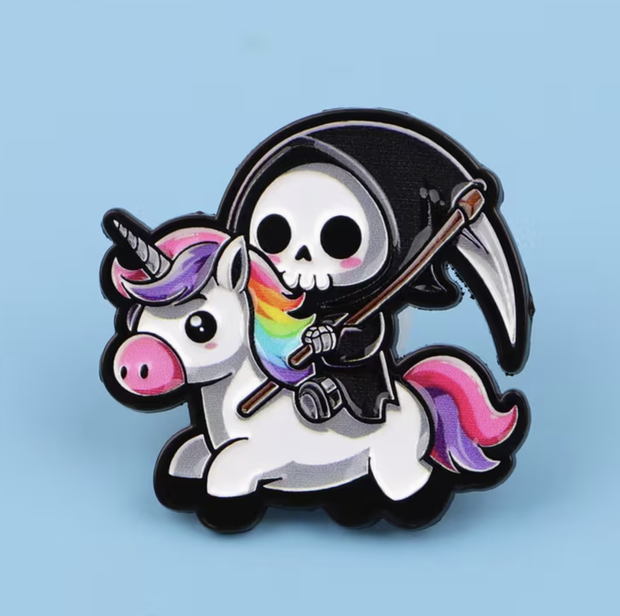 Grim Reaper on Unicorn Pin