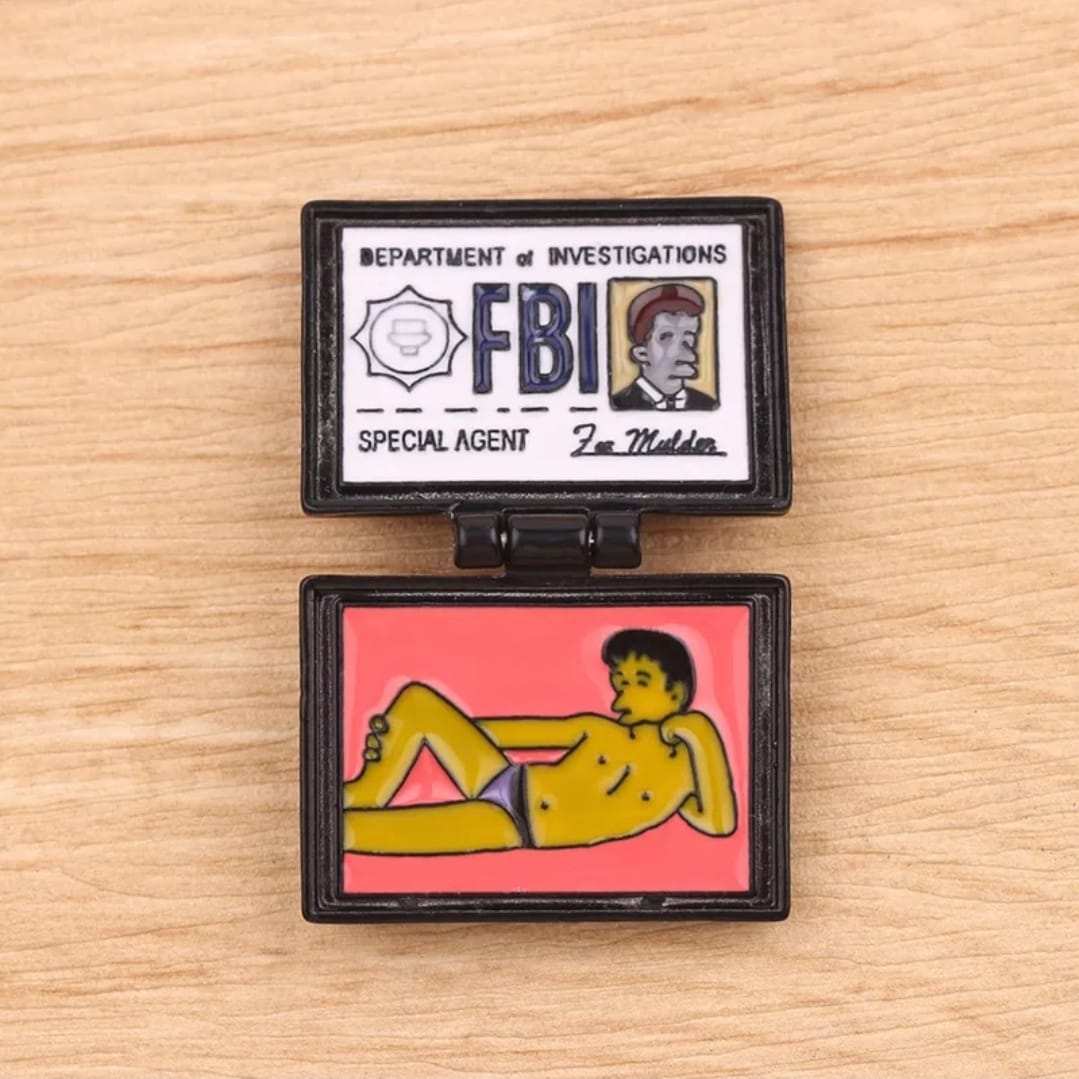 Simpsons X Files Badge Pin