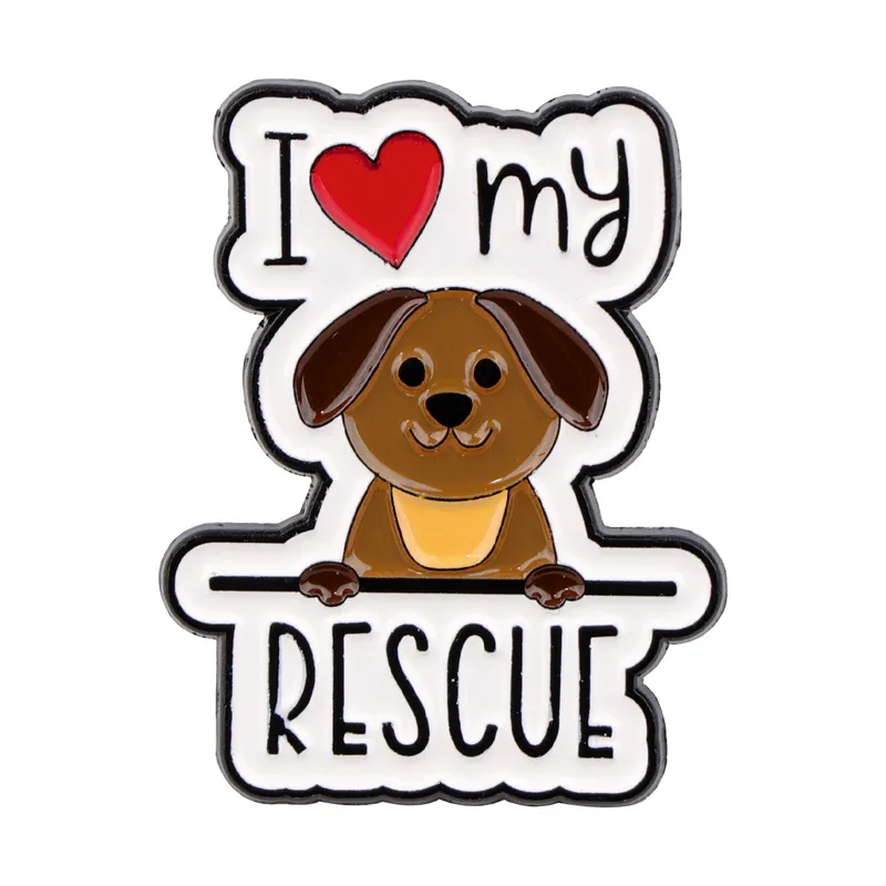 I Love My Rescue Dog Pin