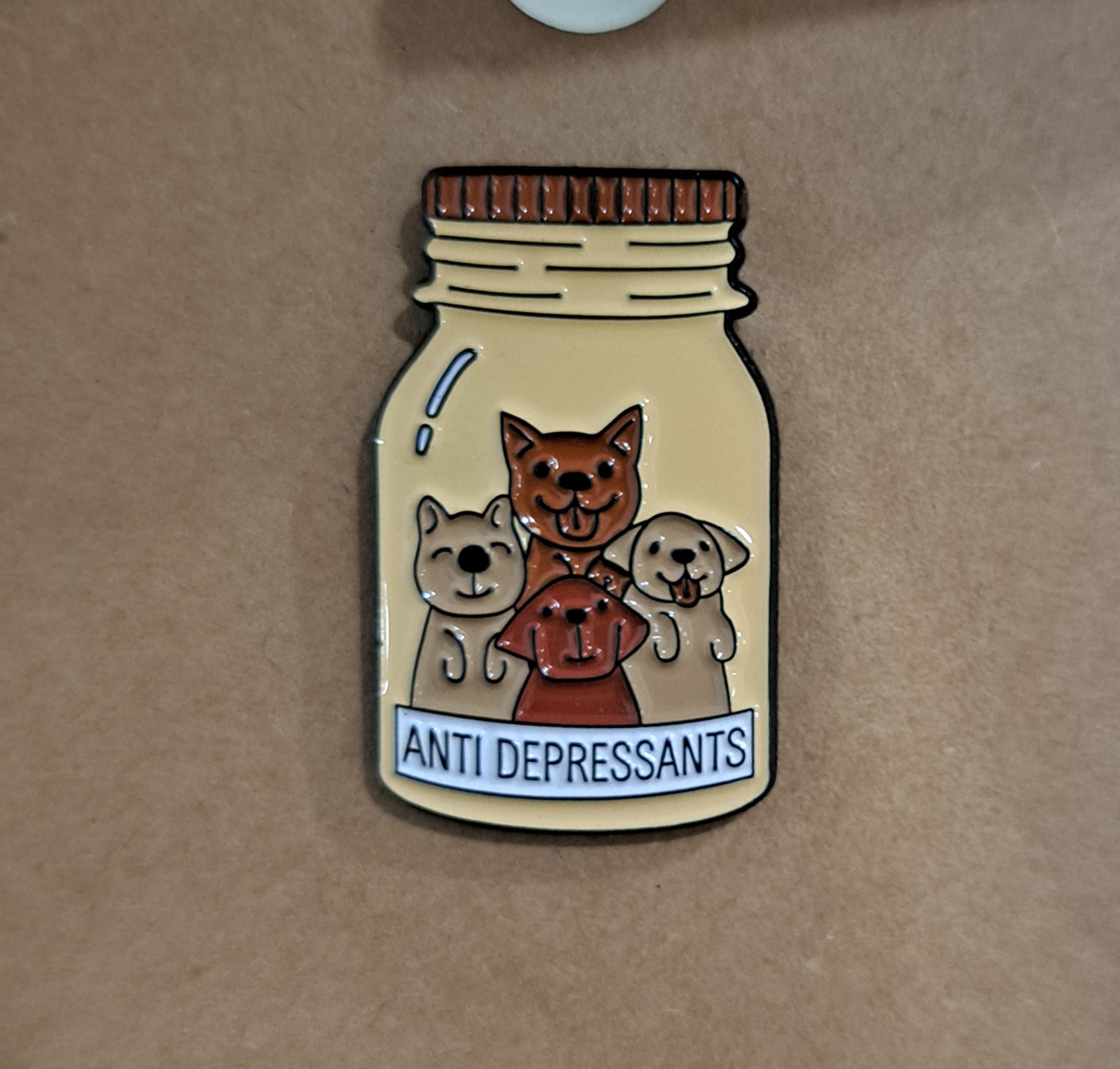 Dog Antidepressant Jar Pin