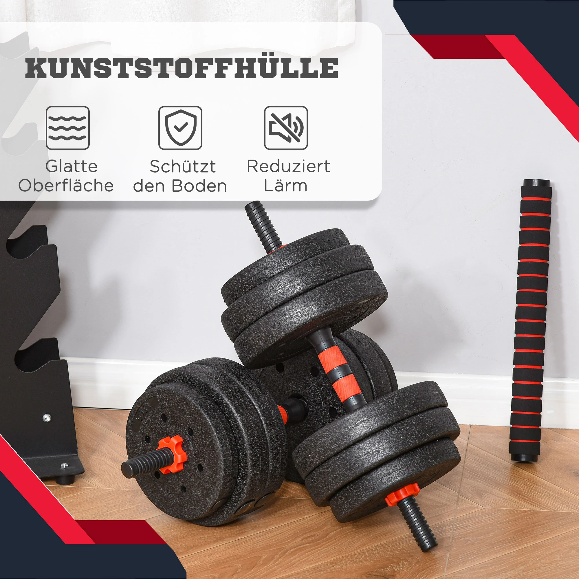 2 in 1 Hanteln Set 25 kg verstellbare Kurzhantel & Langhantel professionell Dumbbell Krafttraining und Gewichtheben für Zuhause Fitness