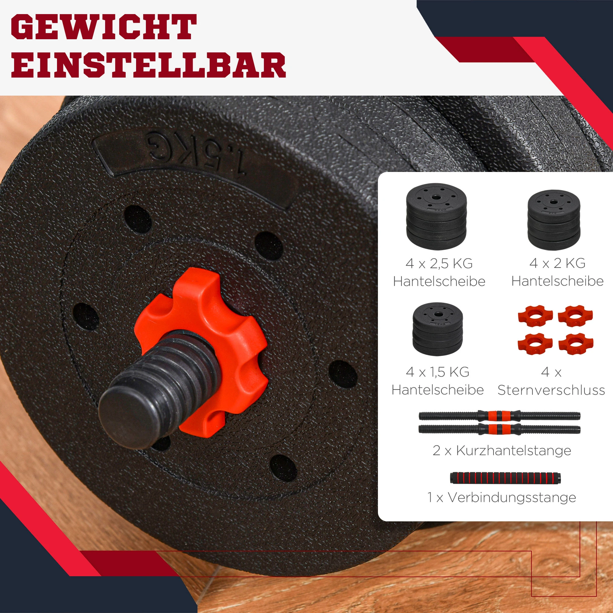 2 in 1 Hanteln Set 25 kg verstellbare Kurzhantel & Langhantel professionell Dumbbell Krafttraining und Gewichtheben für Zuhause Fitness