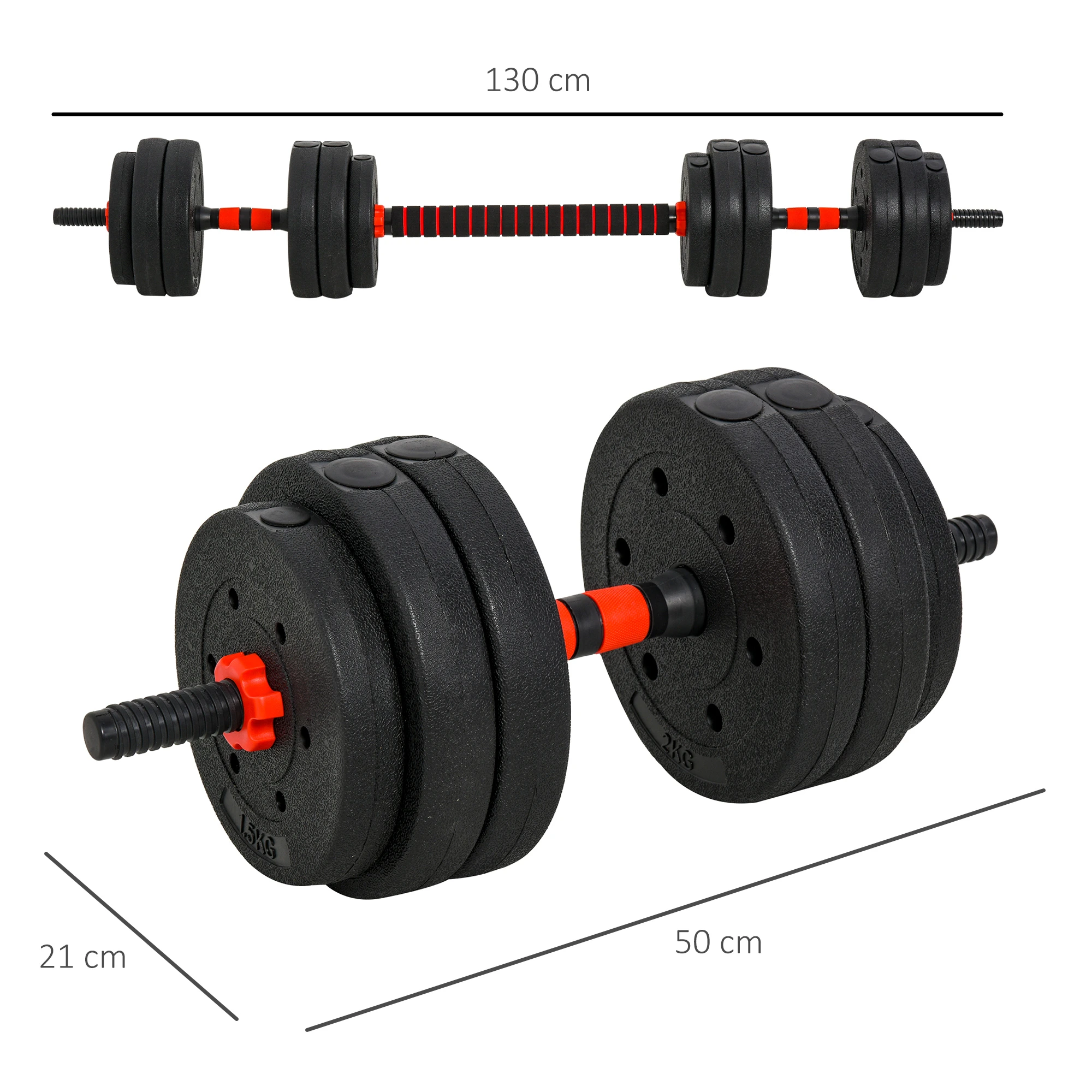 2 in 1 Hanteln Set 25 kg verstellbare Kurzhantel & Langhantel professionell Dumbbell Krafttraining und Gewichtheben für Zuhause Fitness