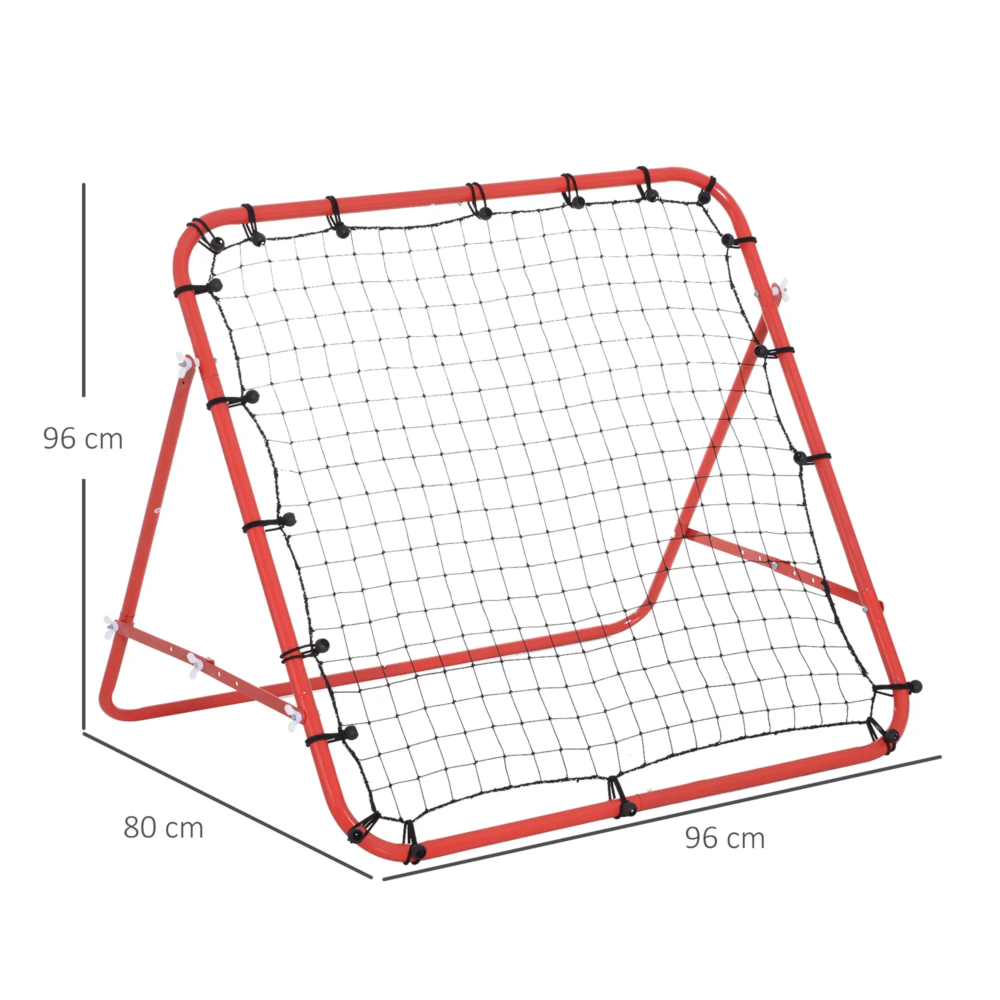 Fussball Rebounder Kickback Tor – Verstellbare Rückprallwand für Fußballtraining, Metallrohr mit PE-Gewebe, 96 x 80 x 96 cm Rot