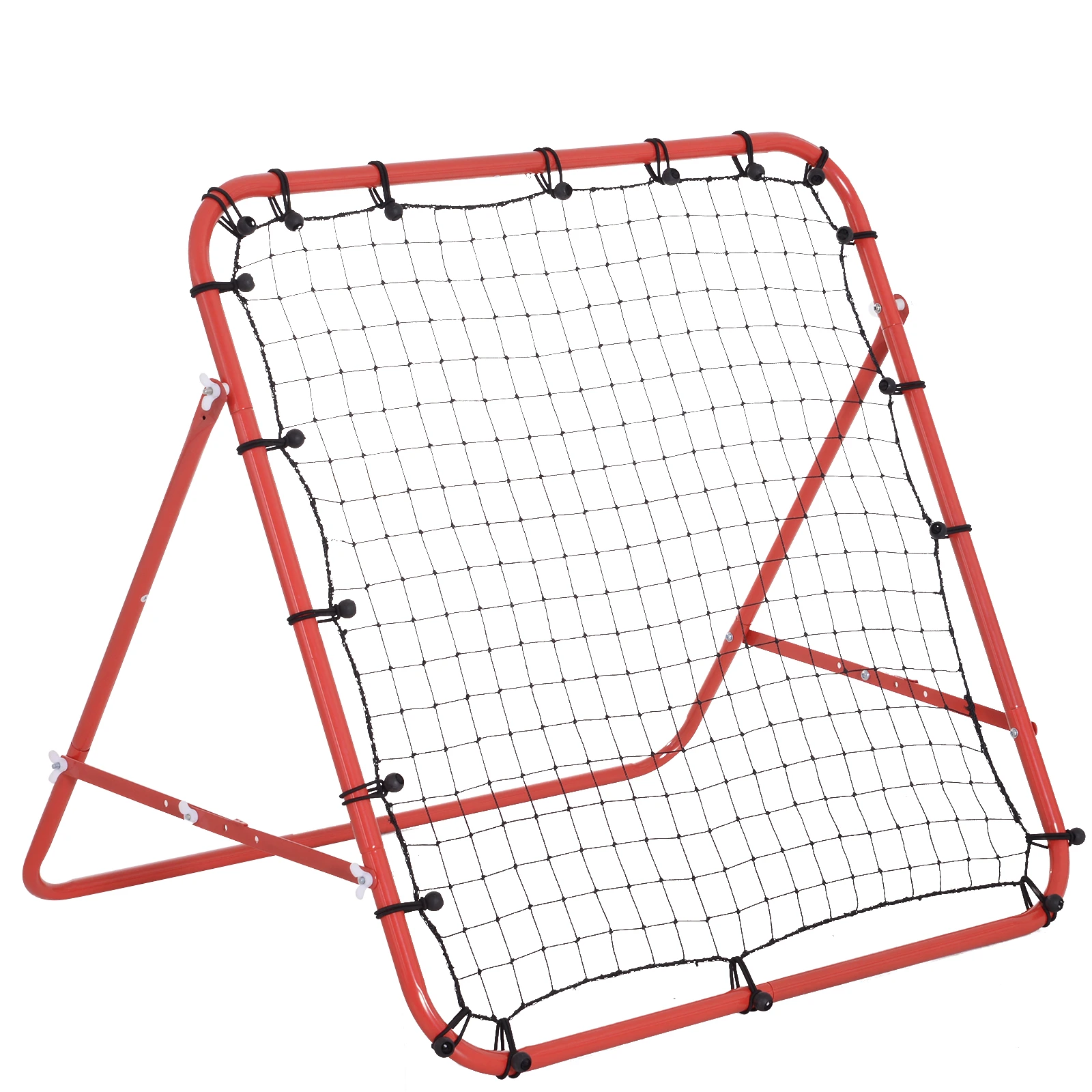 Fussball Rebounder Kickback Tor – Verstellbare Rückprallwand für Fußballtraining, Metallrohr mit PE-Gewebe, 96 x 80 x 96 cm Rot