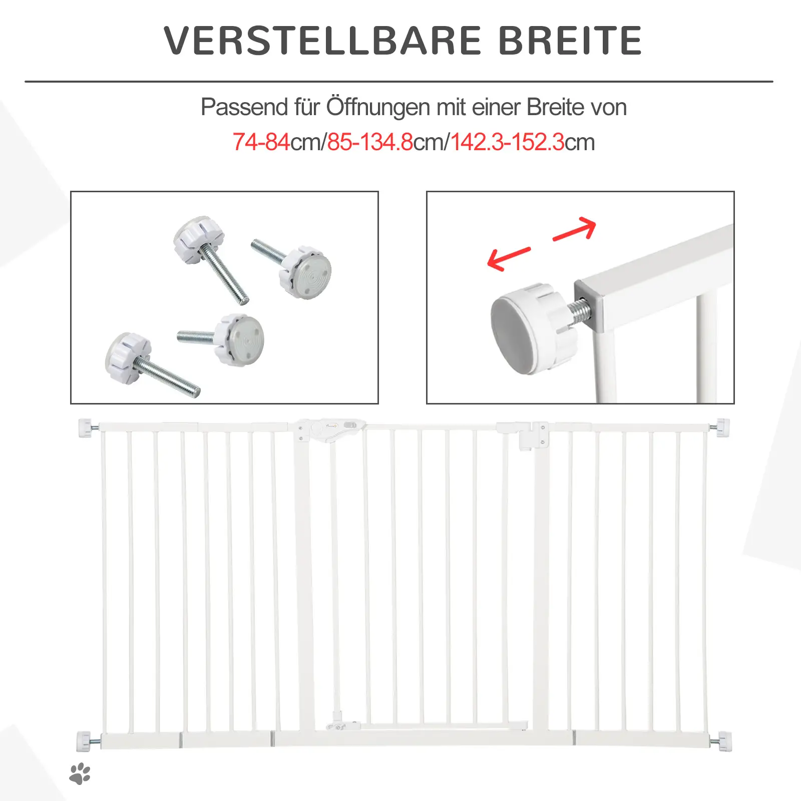 PawHut Hunde-Absperrgitter, erweiterbar, Klemmmontage, Metall, 136x76cm, Weiß 4.8