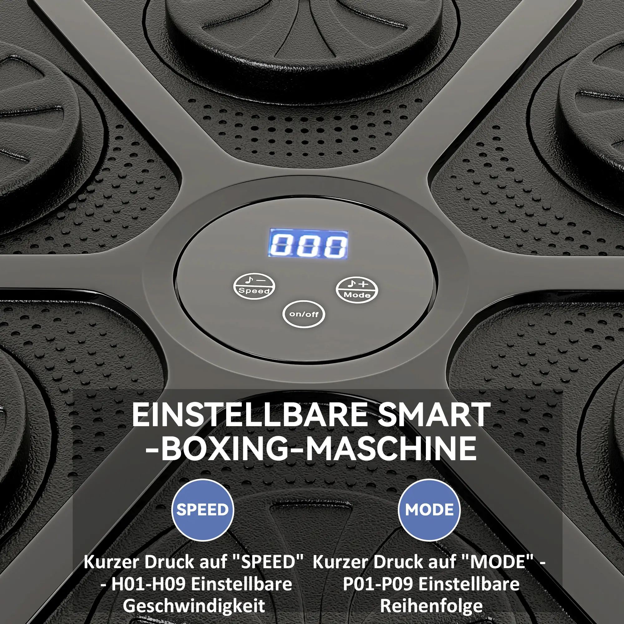 Musik-Boxmaschine, Rhythmisches Boxgerät, 9 Modi, Bluetooth, LED-Lichter, mit Boxhandschuhen, Schwarz