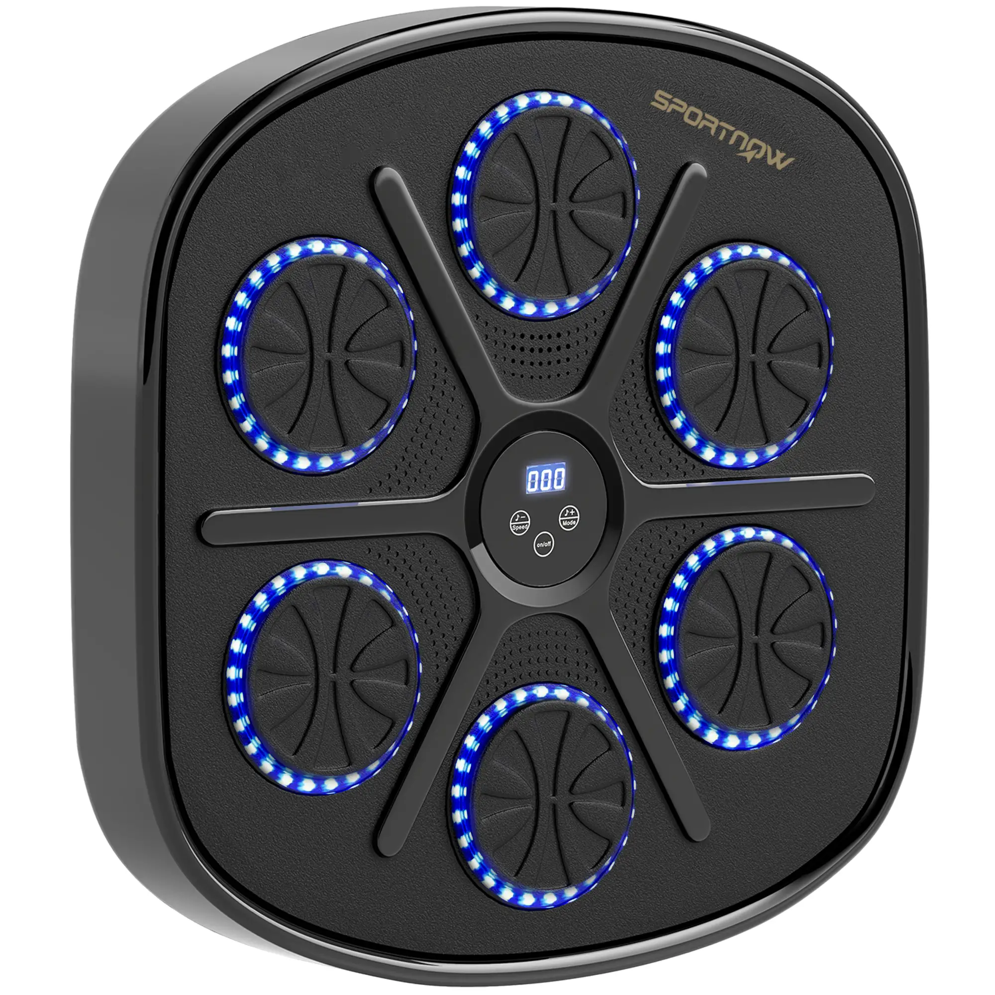 Musik-Boxmaschine, Rhythmisches Boxgerät, 9 Modi, Bluetooth, LED-Lichter, mit Boxhandschuhen, Schwarz