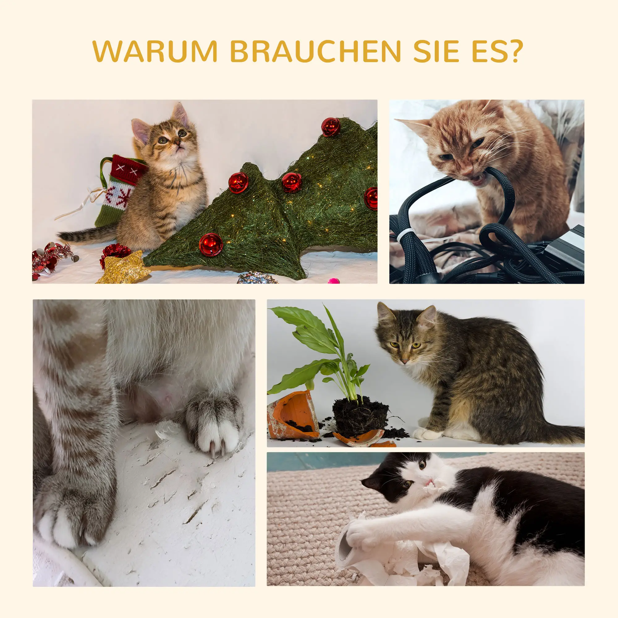 PawHut Kratzbaum mit Hängematte, inkl. Deckenspanner, Deckenhoch, 40 cm x 40 m x 250 cm, Grau + Cremeweiß 4.5
