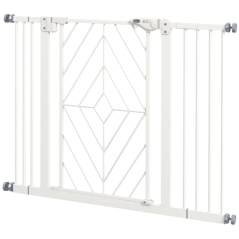 PawHut Türschutzgitter Treppenschutzgitter Absperrgitter Hundegitter, 100 cm x 4 cm x 76 cm, Weiß