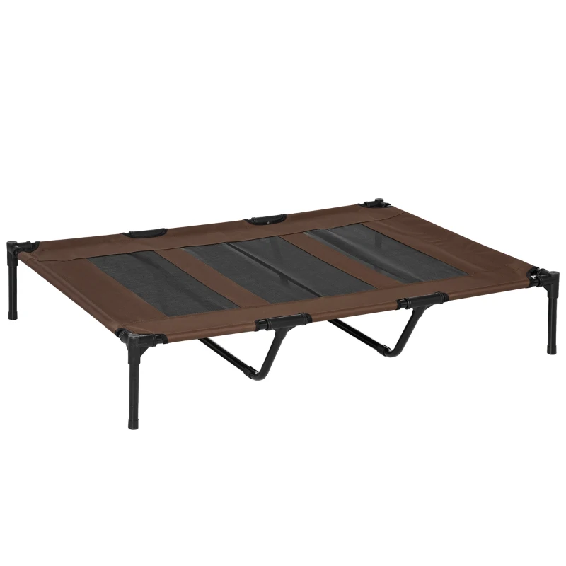 PawHut Hundebett, faltbar, Outdoor-Hundebett, erhöhter Stand, 122 cm x 92 cm x 23 cm, Kaffee-Braun + Schwarz