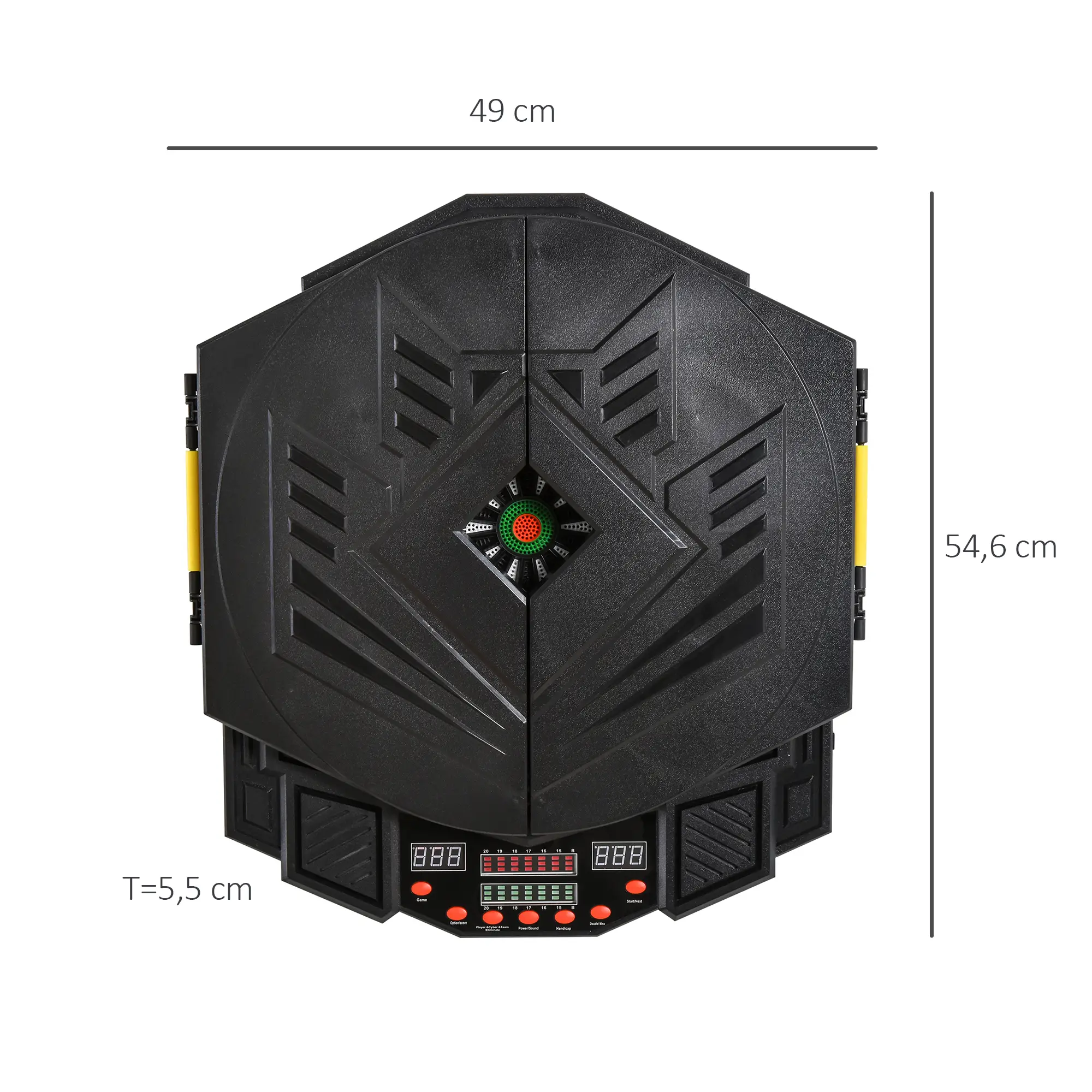 SPORTNOW Elektronische Dartscheibe Dartboard mit Sprachansagen Englische Stimme LED-Anzeigen 12 Darts 27 Spiele 216 Varianten Dartautomat mit Türen Dartscheibe Set für bis zu 8 Spieler