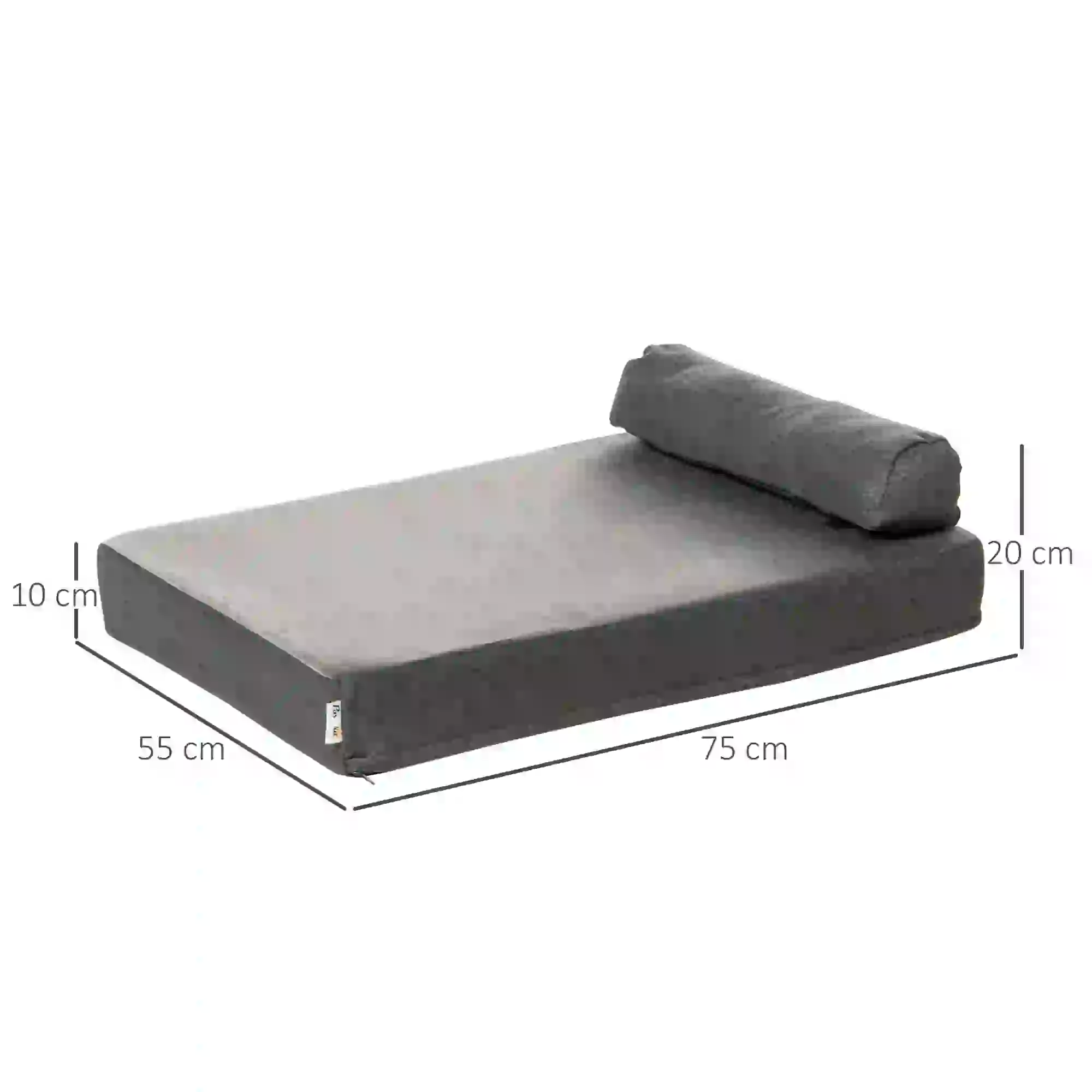  Haustierbett Tierbett Hundematratze Hundematte Bezug abnehmbar waschbar für kleine Hunde Katzen leinenartiges Polyester samtartiges Polyester PP-Baumwolle Grau75 x 55 x 20 cm