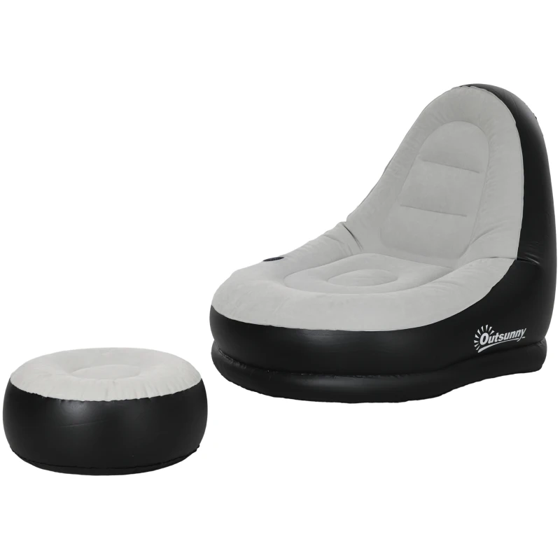  Aufblasbarer Sessel Luftsessel Outdoor-Sessel, 125 x 100 x 87cm, Grau + Schwarz