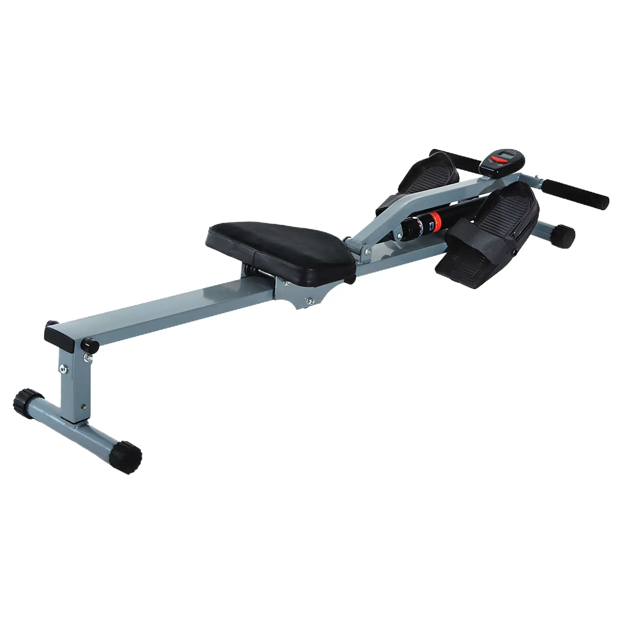 Rudergerät Rudermaschine mit LCD Fitnessgerät Ruderzugmaschine Heimtrainer, mit LCD Display, Stahl+PVC, Grau, 130x47,5x67cm