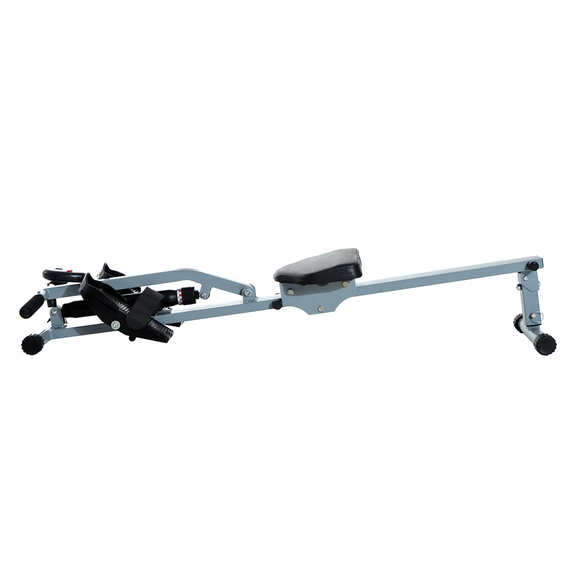 Rudergerät Rudermaschine mit LCD Fitnessgerät Ruderzugmaschine Heimtrainer, mit LCD Display, Stahl+PVC, Grau, 130x47,5x67cm