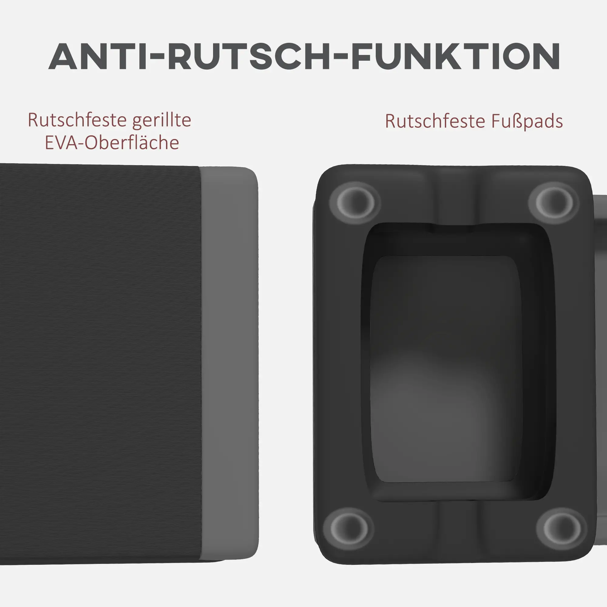  Höhenverstellbarer Fitness-Stepper, rutschfest, für Zuhause, das Fitnessstudio oder das Büro geeignet, Kunststoff, Grau