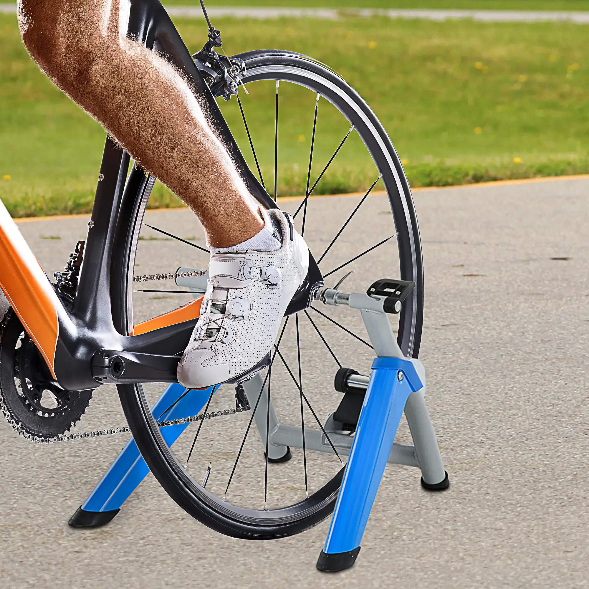Rollentrainer, Radtrainer, 8 Widerstandsstufen, klappbar, für 26-29'', blau, 77 x 56 x 47,5 cm