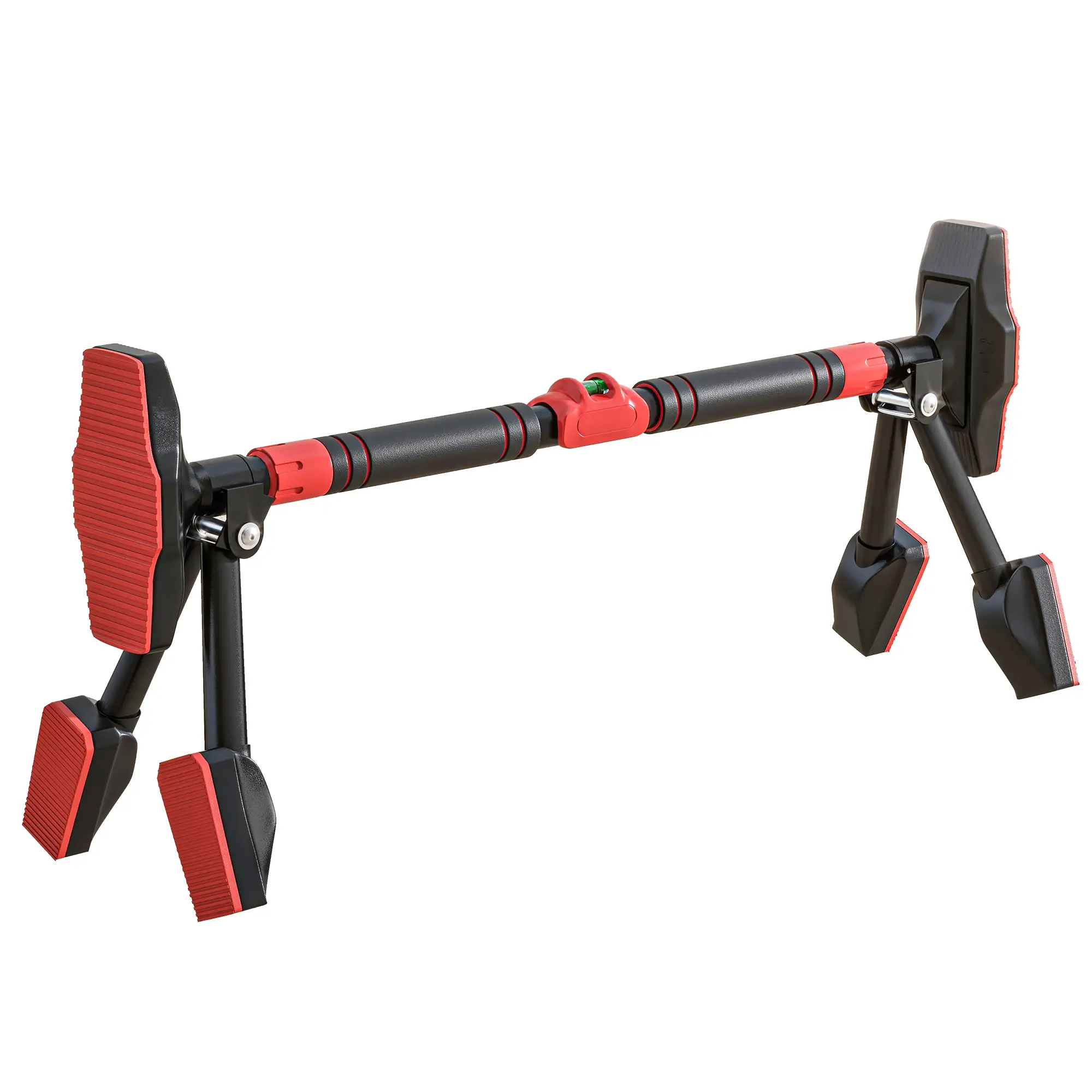 Klimmzugstange, verstellbar 78-98cm, Wasserwaage, 6-Punkt-Unterstützung, Metall, Schwarz/Rot