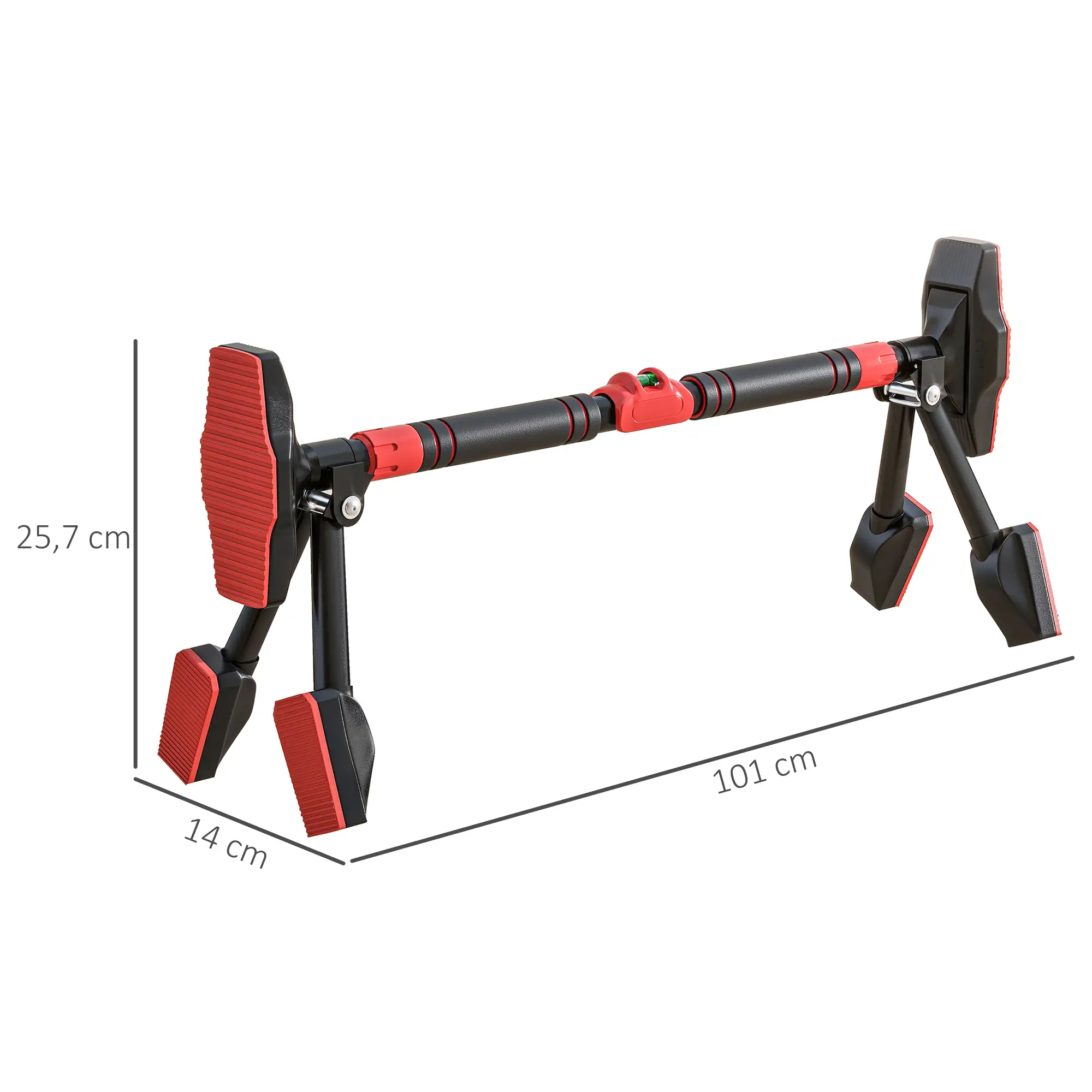 Klimmzugstange, verstellbar 78-98cm, Wasserwaage, 6-Punkt-Unterstützung, Metall, Schwarz/Rot
