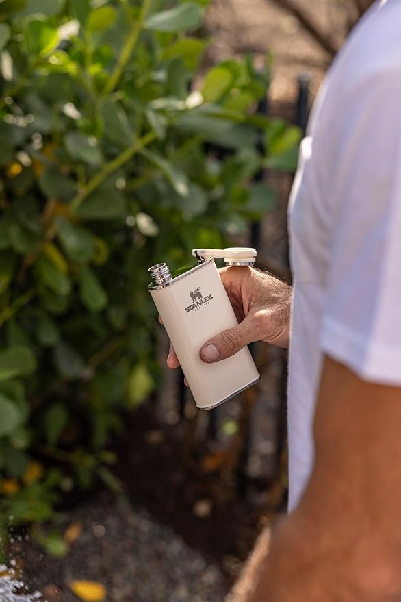 Stanley Classic Flask 8oz with Never-Lose Cap, Wide Mouth Stainless Steel Hip Flask