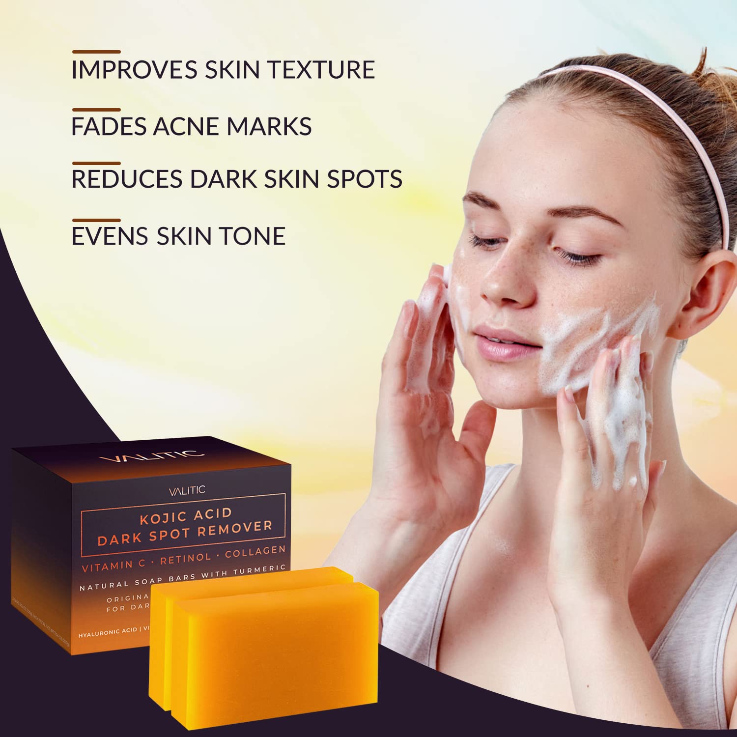 VALITIC Kojic Acid Dark Spot Remover Soap Bars with Vitamin C