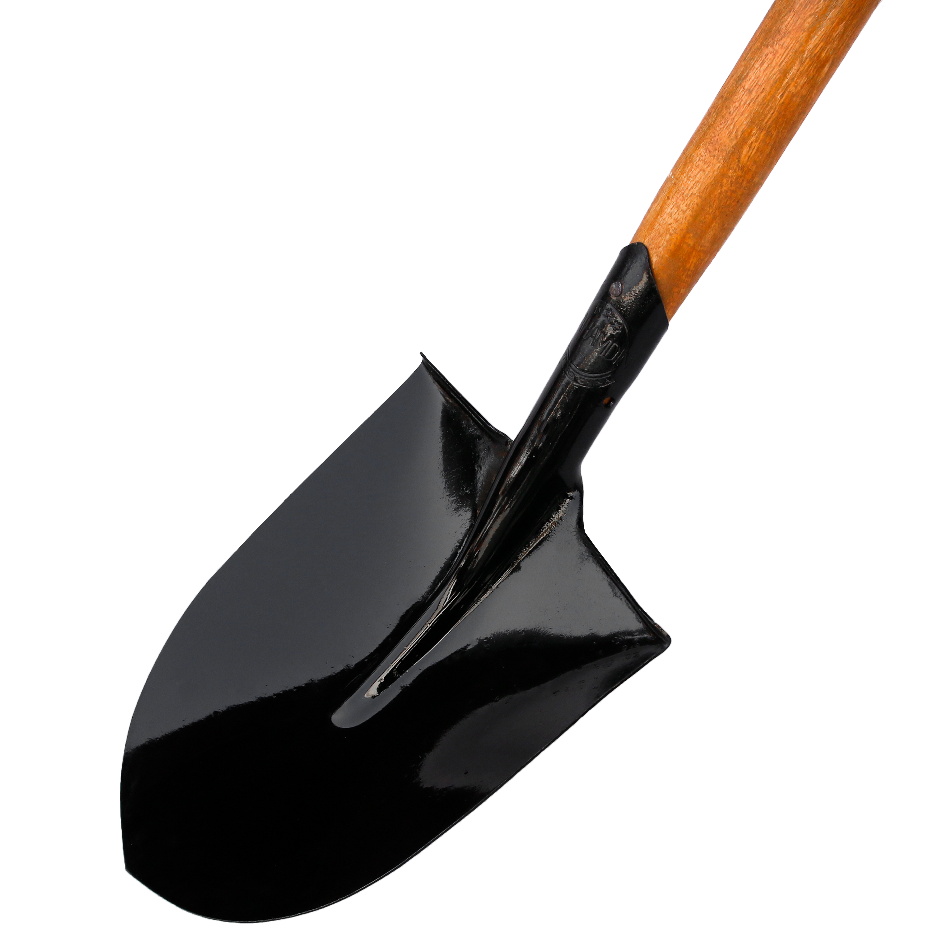 Extra Long Garden Border Digging Spade, Round Pointed Shovel for Weeding, Planting, Trenching, Edging, Grey Edging & Fencing Tool, Root Cutter with Wooden Shaft