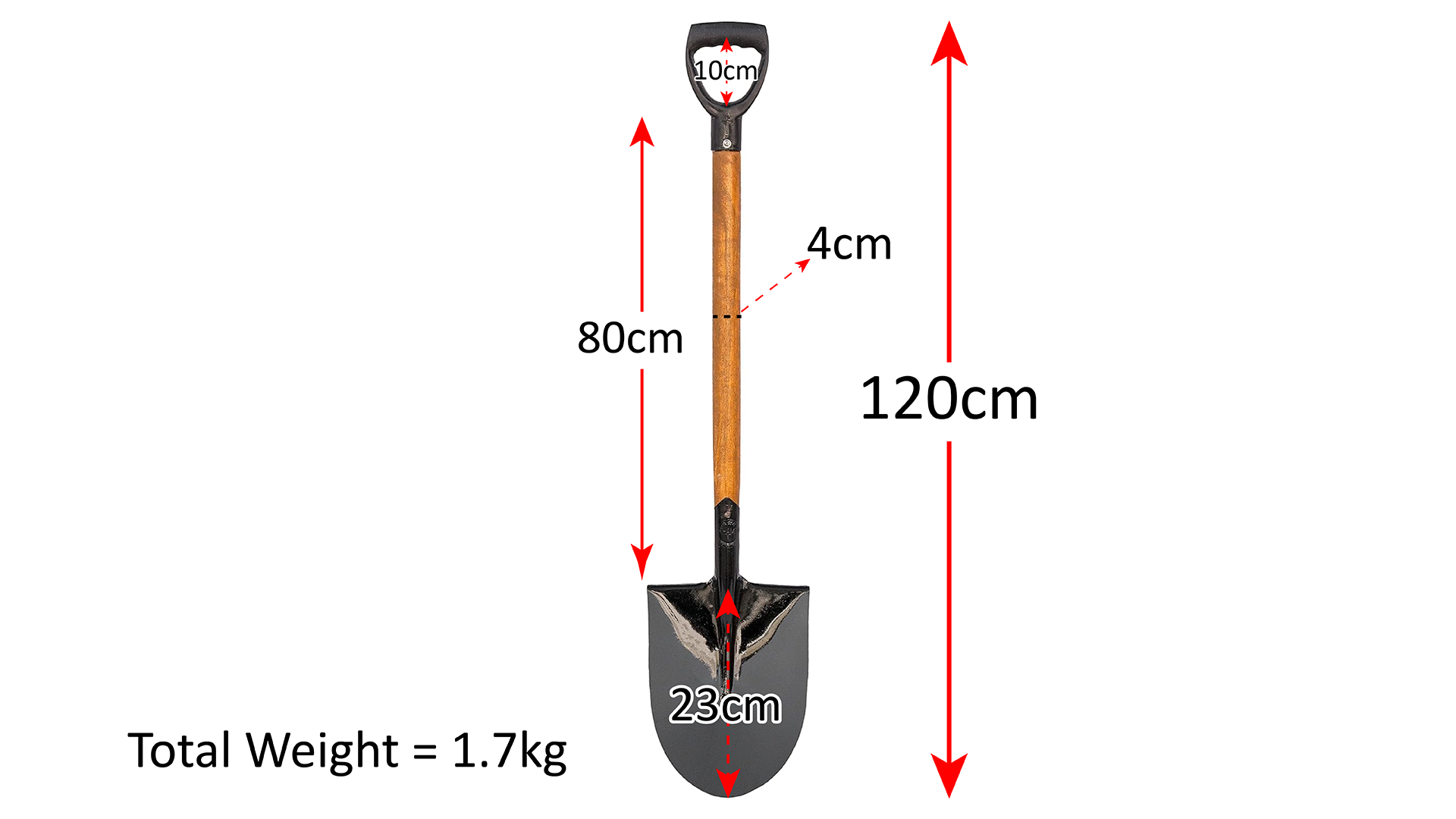 Extra Long Garden Border Digging Spade, Round Pointed Shovel for Weeding, Planting, Trenching, Edging, Grey Edging & Fencing Tool, Root Cutter with Wooden Shaft