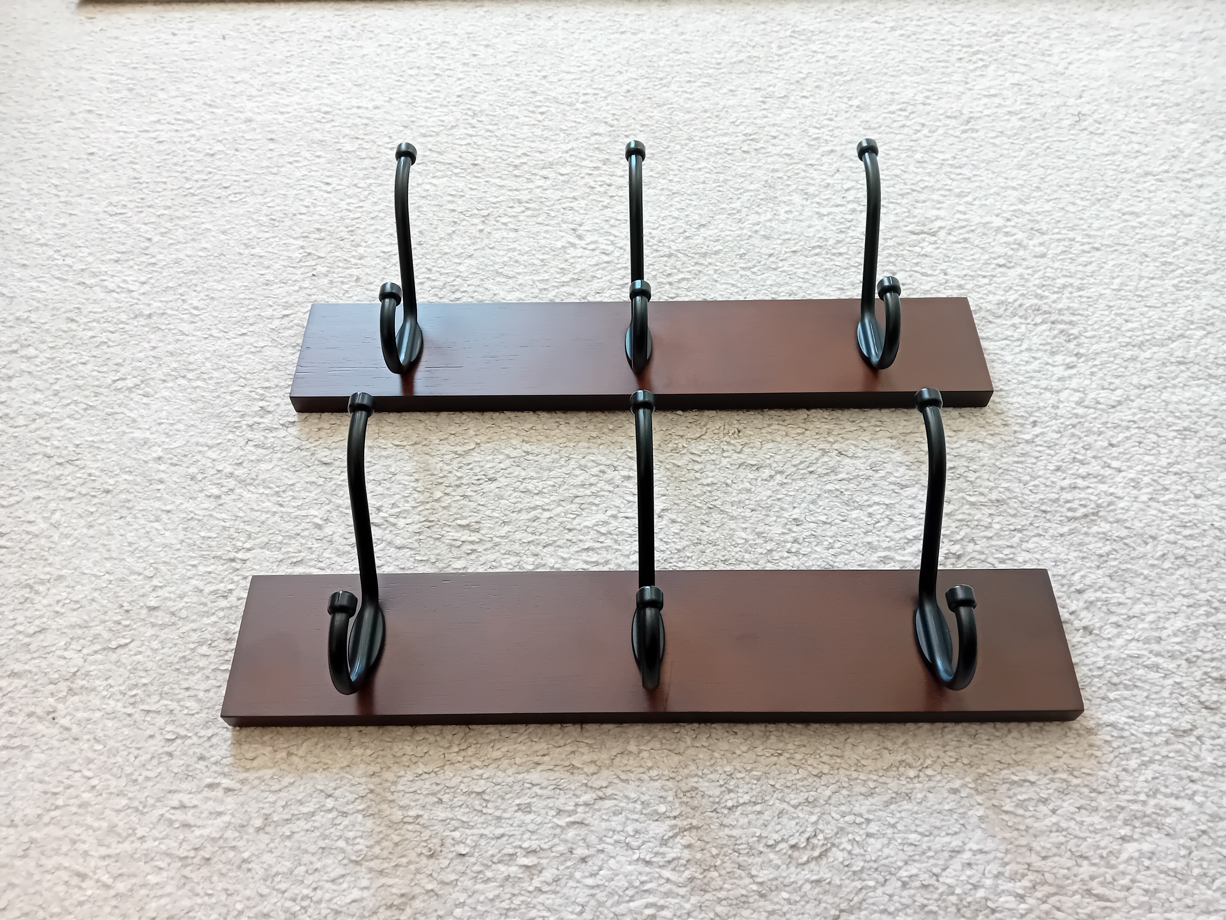 Farmhouse Style Coat Hanger Wall Mount for Hanging Jacket, Coat, Clothes, Hats, Robes, Towels, 3 Coat Hooks 2-Pack ~ 134cm Espresso