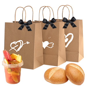25 Pcs Party Bags- 27 * 21 * 11 Brown Paper Bags with Handle -130GSM Sweet Bags