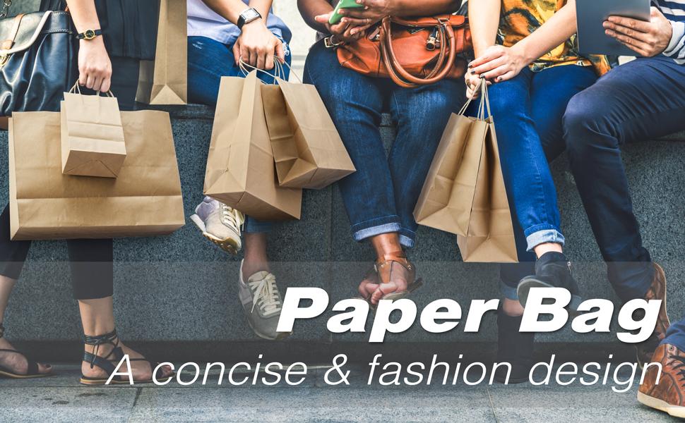 25 Pcs Party Bags- 27 * 21 * 11 Brown Paper Bags with Handle -130GSM Sweet Bags