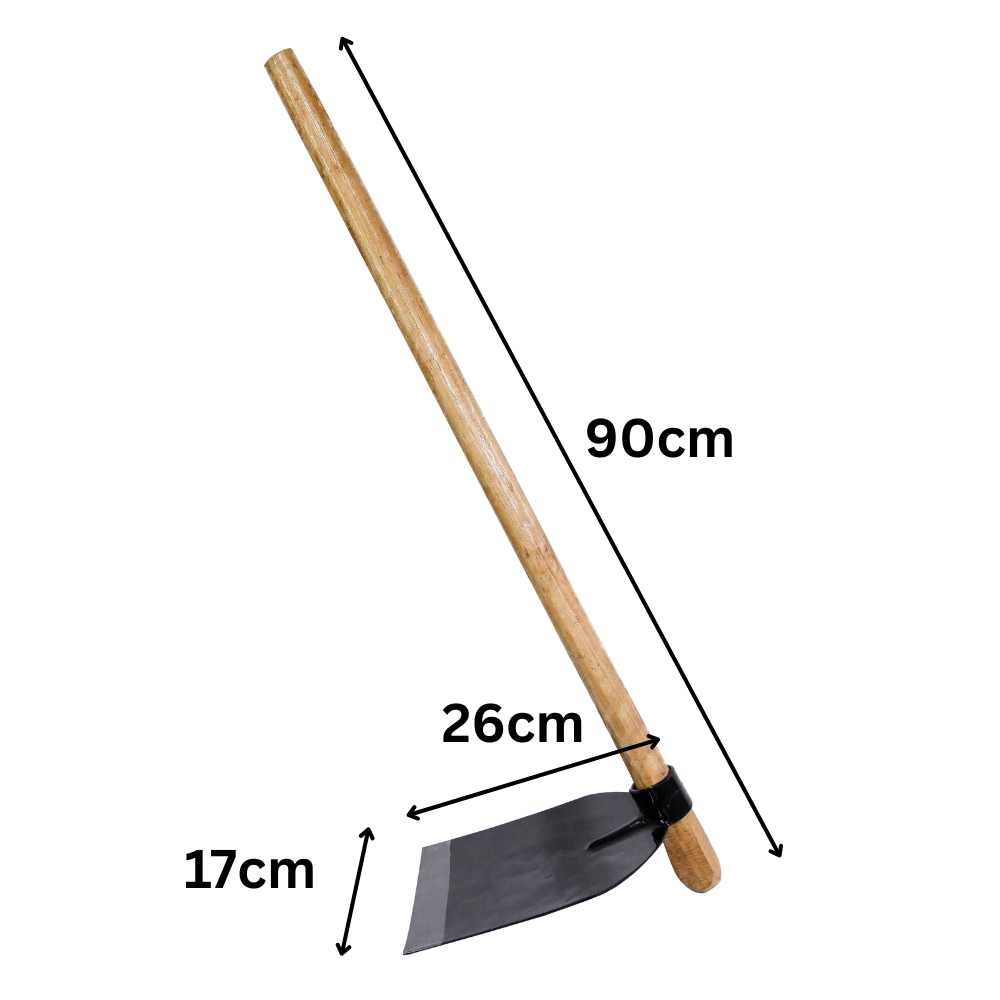 Garden Digging Hoe Tool Full Size  with Wooden Handle - 90cm