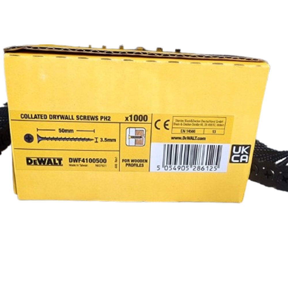 Drywall Screws 3.5 x 50mm Coarse Thread Collated DeWalt DWF4100500 Pack of 1000