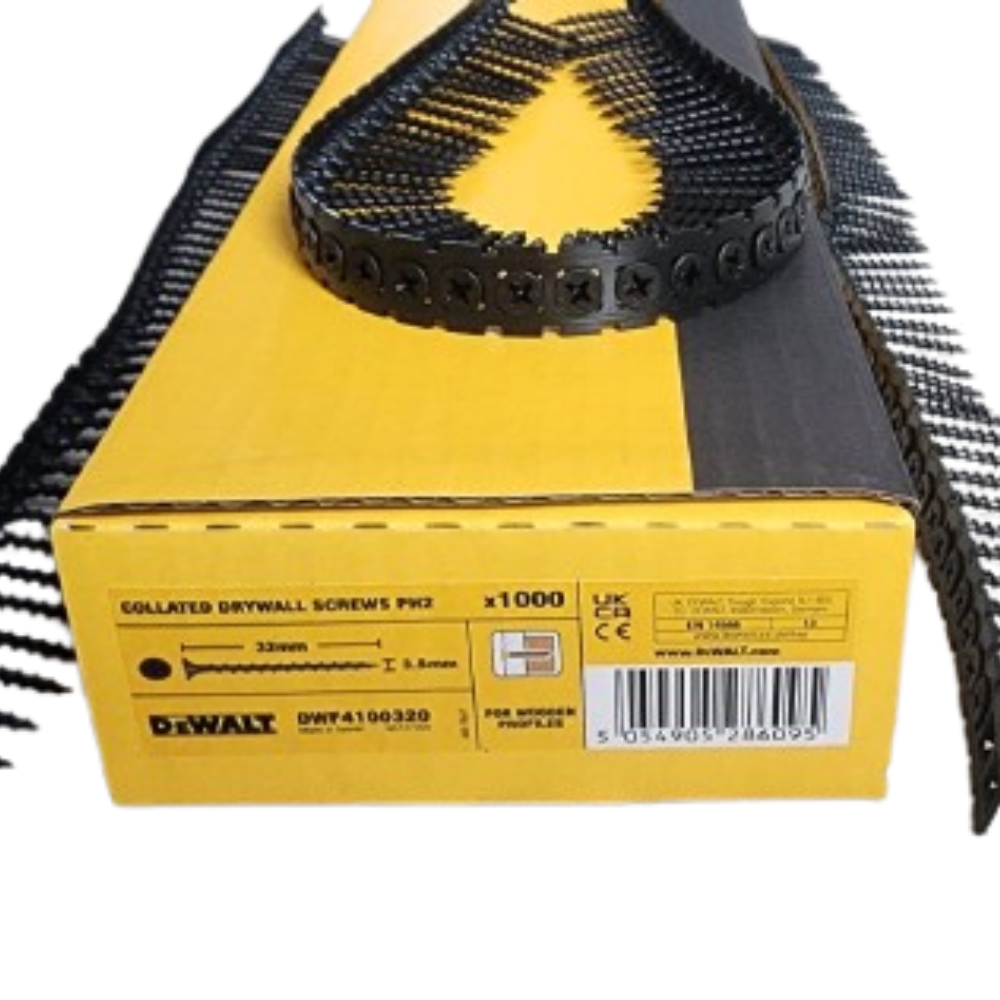 3.5 x 32mm Drywall Screws Coarse Thread Collated DeWalt DWFA100320 Pack of 1000