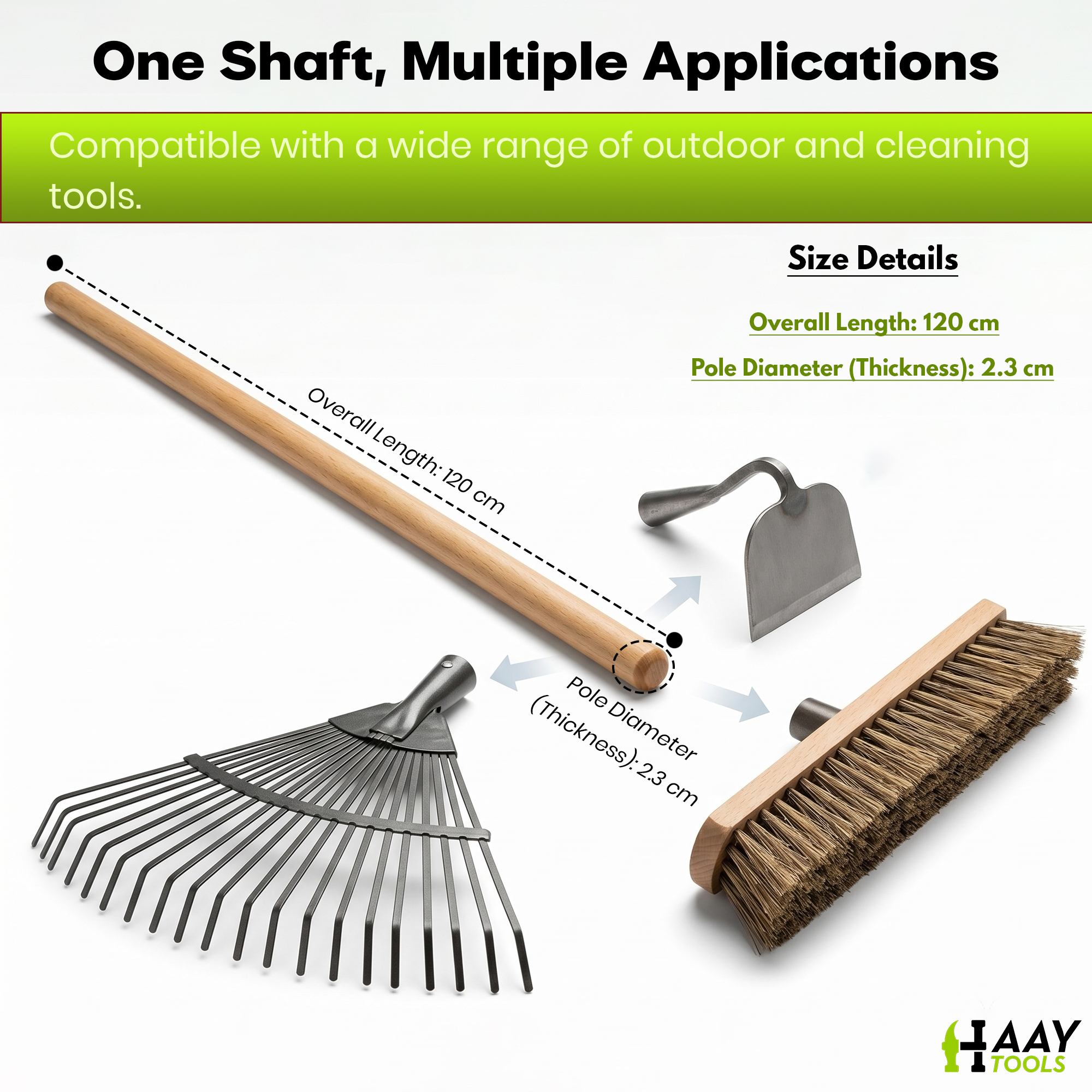 Shovel Handle, Wooden Handle Shaft Replacement for Rake, Hoe or Broom, Wooden Shaft for Mucking Out, Clearing Driveways, Gardens, Pathways