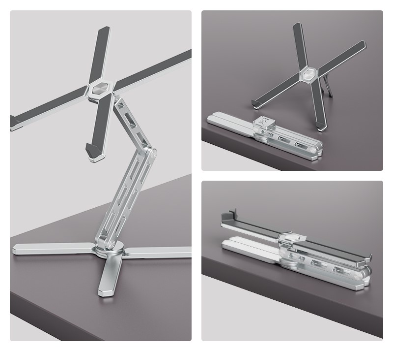 HAAY TOOLS Aluminium Laptop Stand – Adjustable, 360° Rotating, Portable, Heat-Vent | For MacBook, Dell, HP (10”–18”)