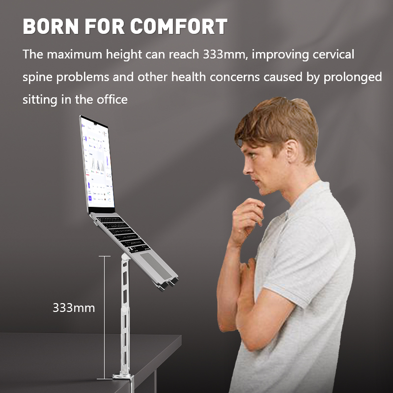 HAAY TOOLS Aluminium Laptop Stand – Portable, Adjustable Height, 360° Rotating, Heat-Vent | 10”–18” MacBook, Dell, HP