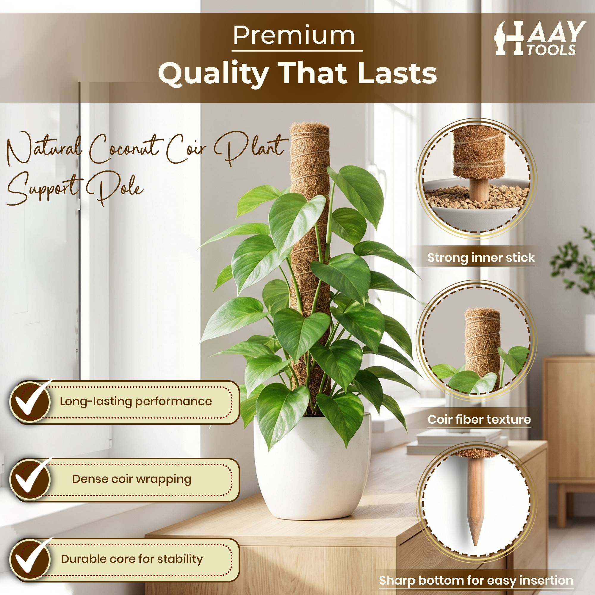 Coconut Coir Plant Support Stakes
