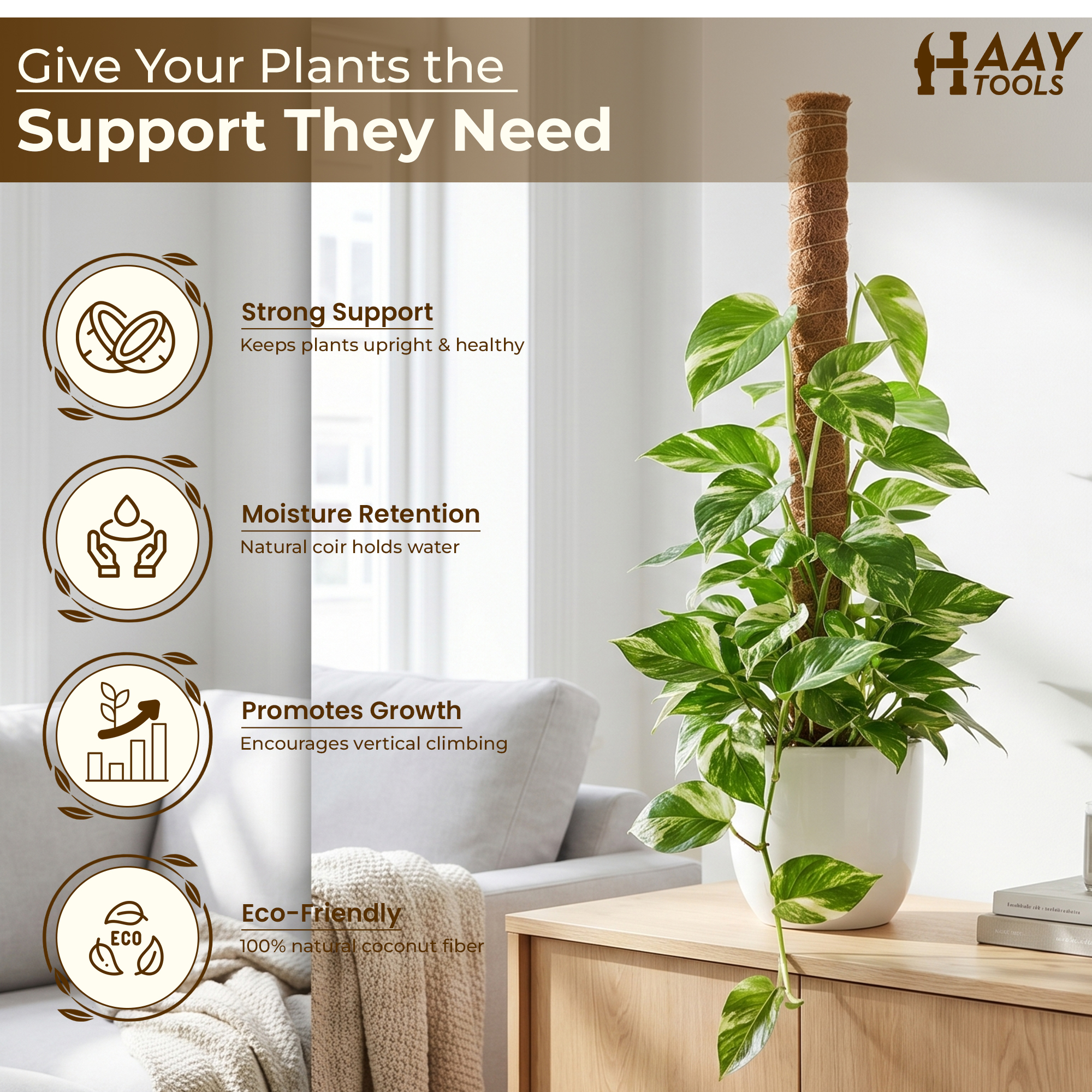 Coconut Coir Plant Support Stakes