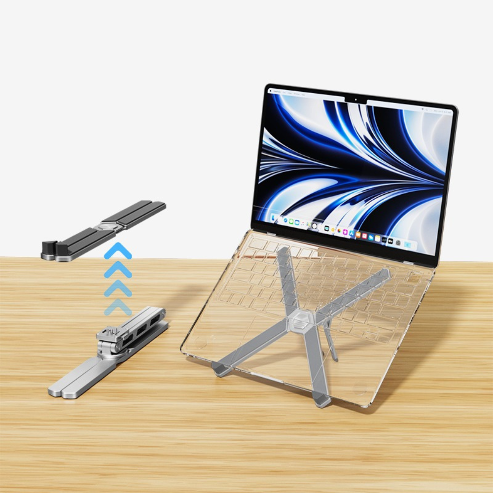 HAAY TOOLS Aluminium Laptop Stand – Adjustable, 360° Rotating, Portable, Heat-Vent | For MacBook, Dell, HP (10”–18”)